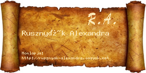Rusznyák Alexandra névjegykártya